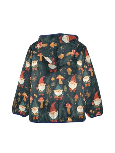 Gnomes and Forest Leaves Mushrooms Girls Fleece Jacket Girls Fall Jacket Boys Coats Zip Up Hoodie Children Outerwear 2-10T2