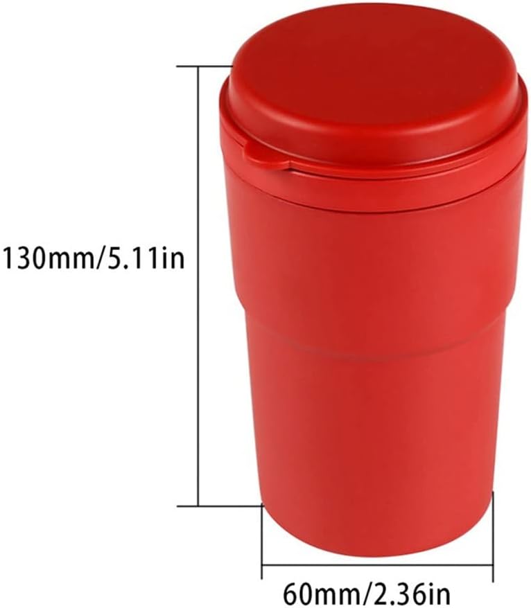 車の装飾 車のカップホルダーのための取り外し可能なタバコのライターが可能な車の灰皿車のゴミ箱(Black)