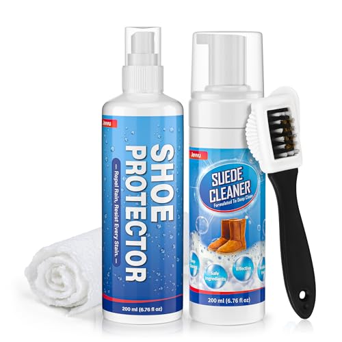 Jevvu Suede Cleaner Kit Suede Shoe Cleaner and Suede Protector Spray for Suede & Nubuck Shoes Removes Dirt and Repels Water