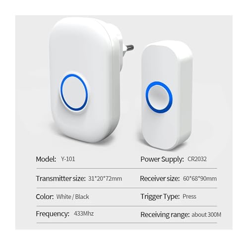 Outdoor Doorbell Waterproof Smart Home Door Bell 32 Songs Button Welcome Chime with Battery LED Flash Security Alarm - Additional View