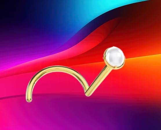 I Piercing para la nariz, oro macizo 750 auténtico con perla cultivada auténtica, dimensiones 0,6 x 6 x 2,5 mm. La autenticidad del artículo descrito a continuación está garantizada por la presente I