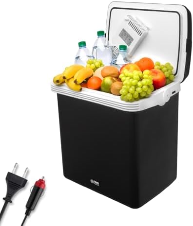 Bild 7 - TZS First Austria - Kühlbox 32L elektrisch 12V 230V Anschluss für Auto & Steckdose - Thermoelektrische Cool Box kühlt & wärmt - Mini Kühlschrank mit Griff - Für Camping, Festivals, Reisen - Schwarz