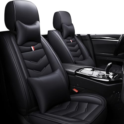 Image of Car Seat Covers Fit for Ford Escape 2001-2026, Leather Seat Covers for Car, Waterproof Non-Slip Durable Car Seat Protector(2 Seats with Pillow,Black)