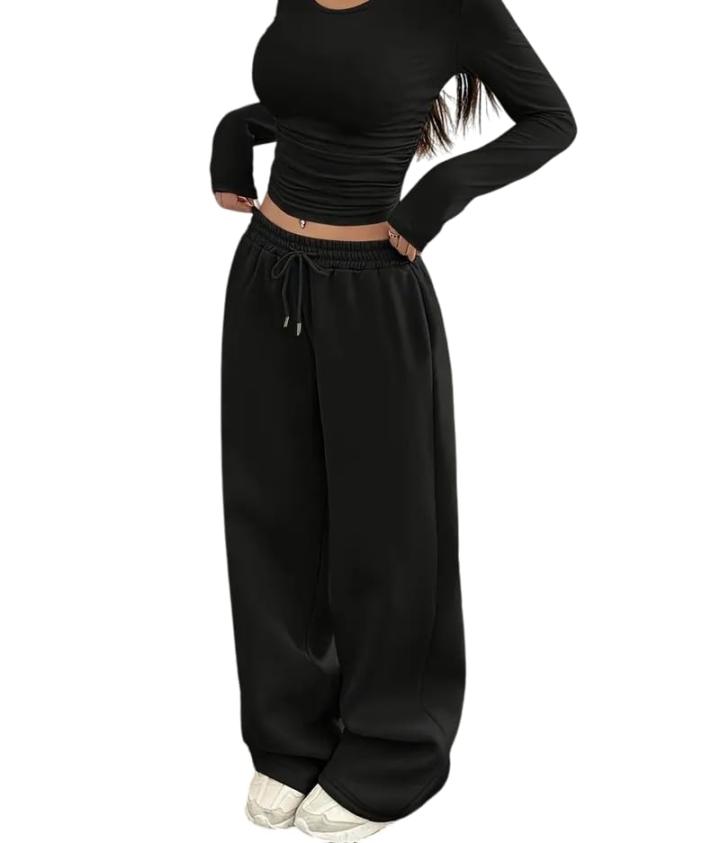 dockstreet Straight Wide fit Long Length Open Bottom Jogger for Women/Trending Multi Pocket Style, Relaxed Casual Pants for Women-picture-31