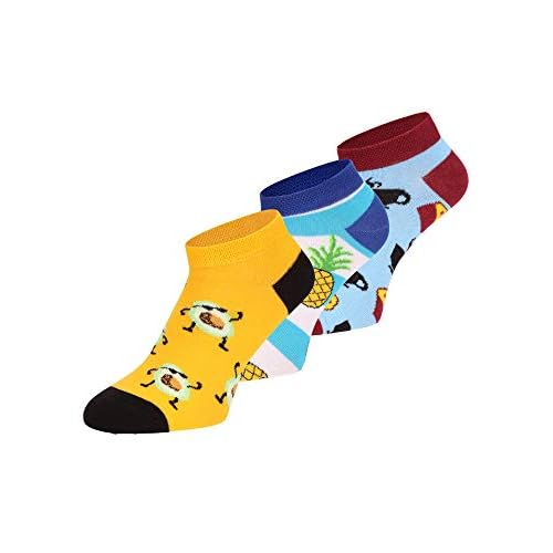 Ladeheid Damen und Herren 3er Pack Sneaker Socken AT005 (Mix-1 (3 Pack), 35-38)