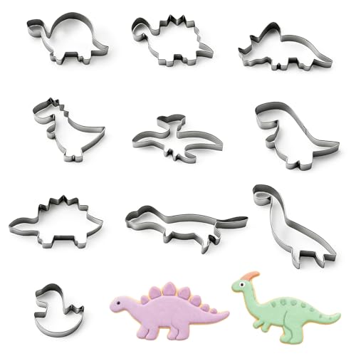 MINGBOLIN 10 Emporte-pièce dinosaure en acier inoxydable – Emporte piece pour Enfants Outils de cuisson maison pour biscuits, chocolat, gâteaux – Formes...