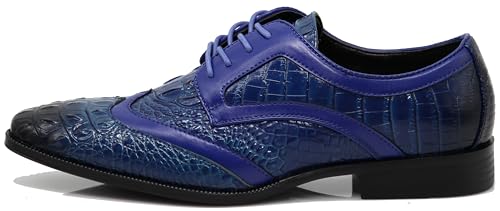 Image of ODN Men's Alligator Crocodile Print Oxfords Fashion Lace Up Dress Shoes