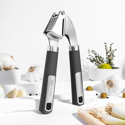 Anthill A00271 Premium – Heavy Duty Garlic Press - Stainless Steel – Rust Proof – Dishwasher Safe – Garlic Mincer Tool – Easy-Clean With Soft Grip Handle cover