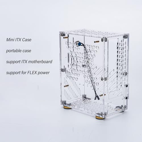 Vikye Mini ITX Gabinete Transparente con Panel Acrílico, Enfriamiento 360 Grados, Almohadillas Protectores para Fuente Flex 1U y Placa madre 170x170mm, 2.5in SSD, 4.3L miniatura 3