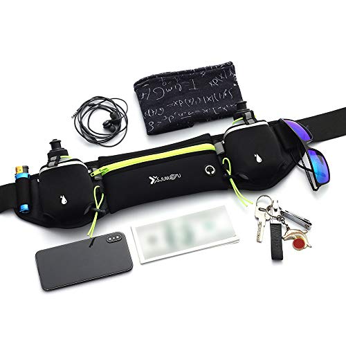 Ajcoflt Bolsa de cintura Cinto de corrida com garrafas de água Bolsa de telefone à prova d'água par