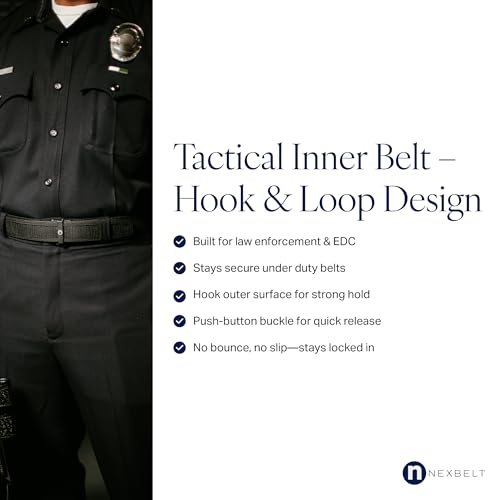 Nexbelt Inner Tactical EDC Ratchet Belt - 1.5" Hook and Loop, Nylon, Adjustable - One Size Fits Up to 50"2