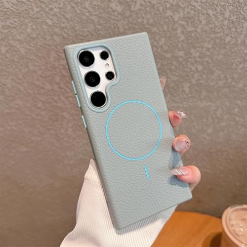 Coque antichoc Galaxy S23+ bleu cuir litchi évitez les bris d'écran