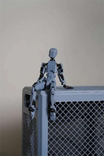 Image of VAALI Dummy 13 Action Figure Fully Assembled T13 Articulated Robot Toy with 12 Accessories (Swords Guns Extra Hands) 3D Printed Poseable Desktop Figure for Stop Motion Artists Gamers 5.4 inch (Grey)