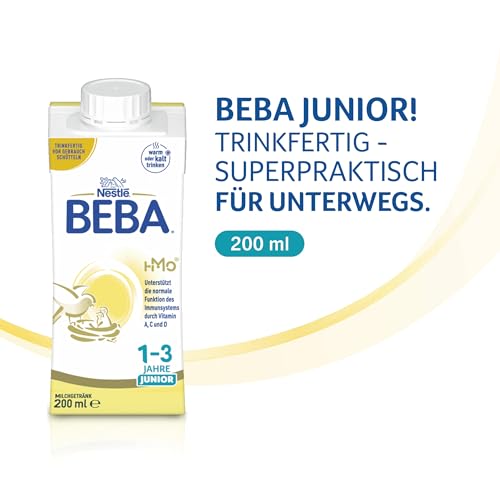 8. Bild von BEBA Junior 1-3 Jahre Milchgetränk trinkfertig, Babynahrung mit HMO 2'-FL, ohne Palmöl, 6er Pack (6 x 200ml)