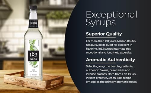 Image of 1883 Mojito Mint Syrup for Drinks, Made in France, 1 Liter Plastic Bottle