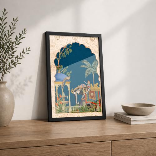 Image of inchRoyal Indian Elephant Premium Framed Wall Poster (12x18 Inch) | Traditional Indian Wall Art | Home & Office Decor for Bedroom, Living Room & Workspace | Ready-to-Hang Display Frame
