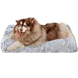 EHEYCIGA Calming Dog Crate bed XXL Extra Large, Washable Anti Anxiety Dog Pet Bed, Fluffy Dog Pillow Mat with Anti-Slip Bottom, Grey, 47"x35"x4"