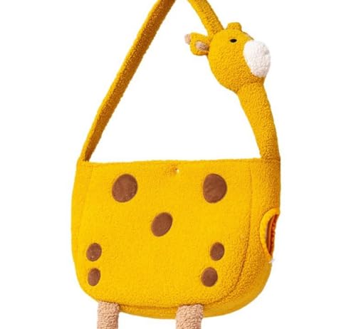 Plush Giraffe Crossbody Bag, Yellow Animal Design, Winter Warm Pet Carrier
