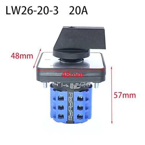 Interruptor de transferencia LW26-20 de 3 posiciones 1-0-2 para motor y tableros 2