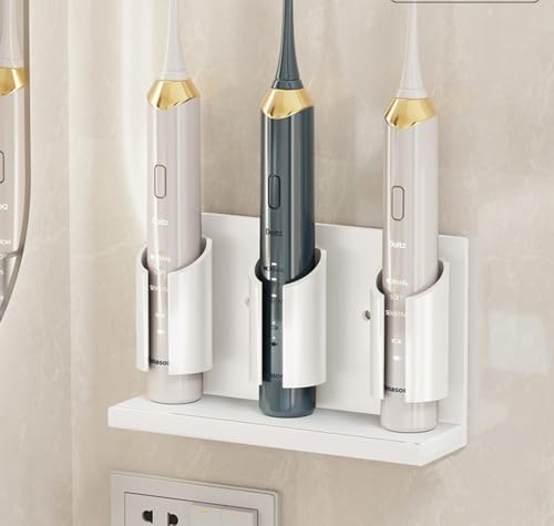 Manke マグネット 電動歯ブラシホルダー 電動歯ブラシスタンド 電動 歯ブラシ立て 多機能 磁石 バスルーム 浴室収納 ホワイト 三人用