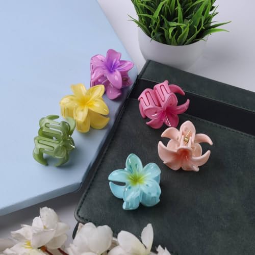 Image of ANNA CREATIONS 6 Pcs Korean Fashion Gloss Flower Hair Claw Clip for Thick & Thin Hair Strong Hold Hair Clutcher Hair Accessories Clutches for Women & Girls