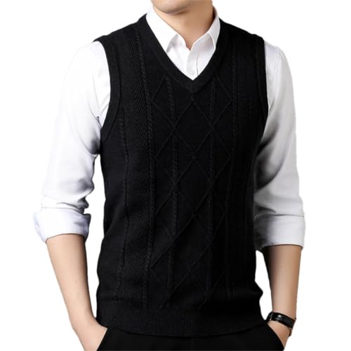 Men's Solid Vest Sleeveless V-Neck Collar Basic Sweater Pullover Korean Design Vest