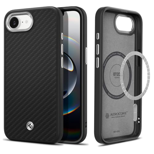 Spigen Enzo Aramid MagFit Coque pour iPhone 17e / 16e - Noir Mat