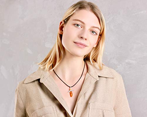 Generic Handmade Necklace, Genuine Baltic Amber Pendant With Metal Wings (Light Honey, Champagne) #TOP3