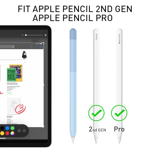 Image of Delidigi for Apple Pencil Pro Case (2024) & Apple Pencil 2nd Generation Sleeve,Soft Silicone Grip Cover,Magnetic Charging Compatible,Double Tap Support,Gradient Color Design