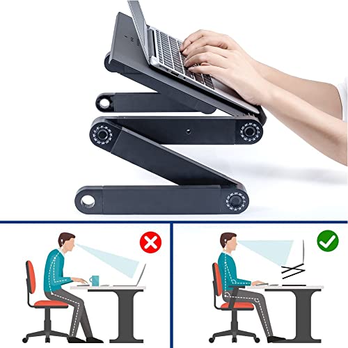 Hiermi Aluminum Laptop Desk With Foldable Laptop Stand With Mouse Pad, Ergonomic Laptop Lap Desk With Heat Vent (No Mouse Pad) #TOP3