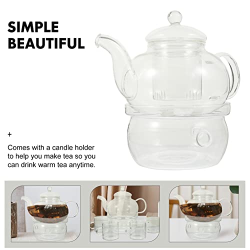 UPKOCH Tetera de Vidrio con Tazas Y Candelabros de Agua Transparente Calentador de Caldera Biberina de Botella de… - Imagen 4