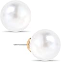 Big Simulated Pearl Earrings for Women - Oversized Classic Faux Round Large Ear Studs, Hypoallergenic and Safe for Sensitive Ears