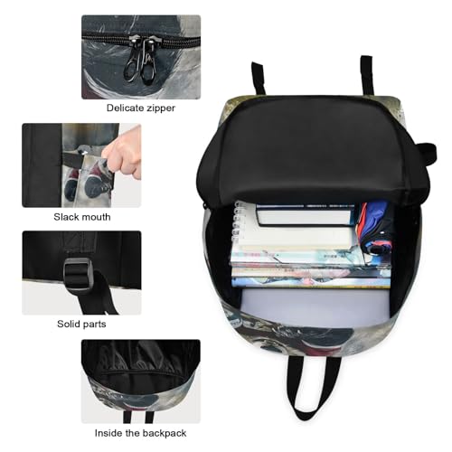 Backpack Lunch Box Set Large Capacity Travel Backpacks and Insulated Lunch Bag for Commute Hiking Picnic Football Player Panda Print3