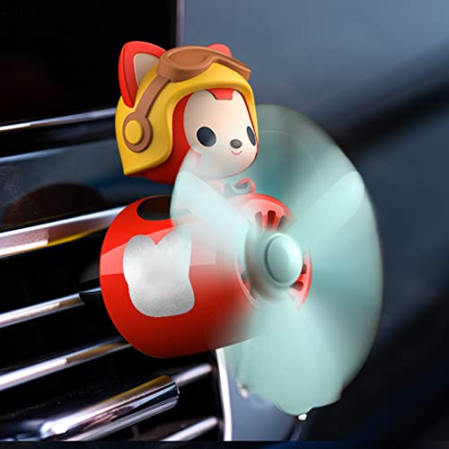 Image of 2 Pieces Car Air Fresheners, Cute Bear Pilot Car Diffuser, Propeller Air Outlet Vent Fresheners, Suitable for Automotive Interior Decoration (Red+Silver)