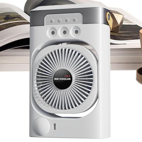 Ventilador de aire acondicionado, ventilador de aire acondicionado, Ventilador de enfriamiento de aire USB alimentado, Luz nocturna de 7 colores, humidificador de escritorio para accesorios de cubícul