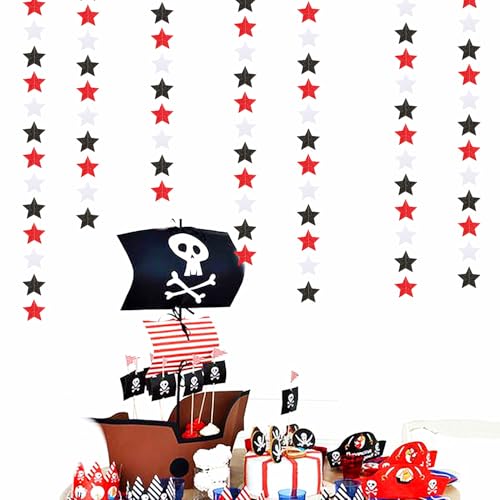 Image of Black White-Red Birthday Party-Decorations Garland - 62FT Twinkle Little Star Graduation Hanging Streamers Banner,Wedding Baby Shower Backdrop, Vampire Classroom Decor Supplies Hugtmr