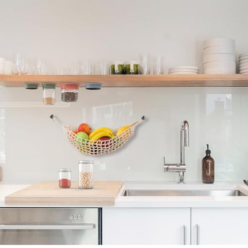 Hamaca para frutas colgante que decora tu cocina y ahorra espacio bajo el armario 4