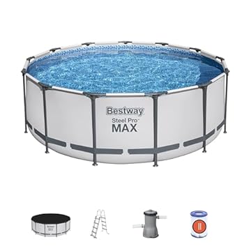 Bestway 5618W Set Piscina Fuori Terra Steel Pro MAX Rotonda da 396x122 cm