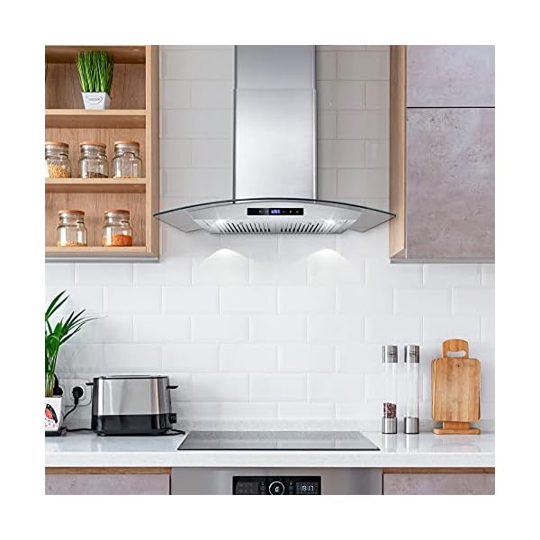 COSMO 668WRCS75 Wall Mount Range Hood with Ducted Exhaust Vent, 3 Speed Fan, Soft Touch Controls