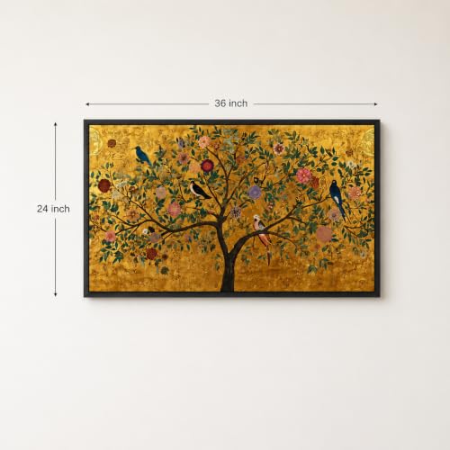 Image of Artsense Golden Tree of Life Wall Art | Luxury Abstract Nature Painting | Golden Botanical Tree Canvas Style Wall Decor for Living Room Bedroom Office Hotel Home Decorative Artwork