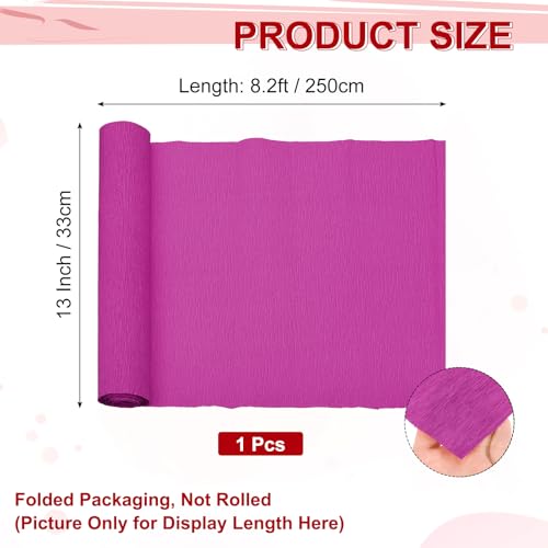 Image of MECCANIXITY Crepe Paper Roll 8.2ft Long 13 Inch Wide for Wedding Ceremony Various Large Festivals Decoration, Rose Red