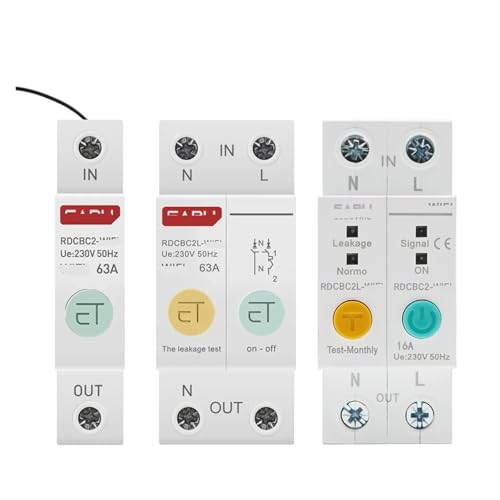 Medidor de energía y disyuntor 1P+N de 230 V con voltímetro y relé de corte rápido 3