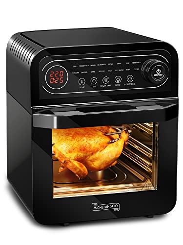 MICHELANGELO Freidora sin Aceite 12L, 1500W Freidora Aire con 16 Programas, Air Fryer con 8 Accesorios Gratis, Horno Aire Caliente, Deshidratar, Pantalla LED Táctil, Temporizador, con Recetas Cover