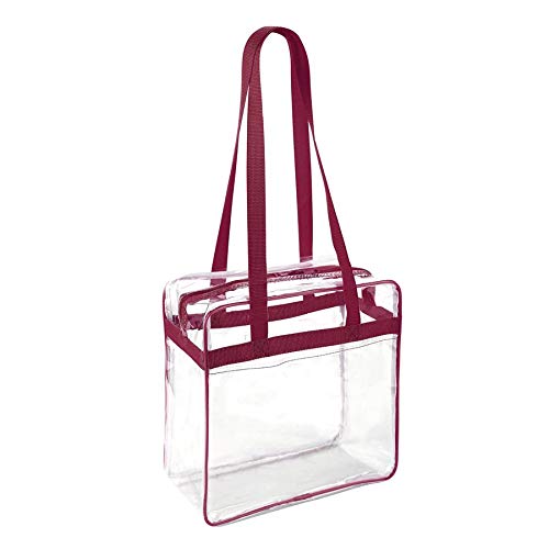Clear 12 x 12 x 6 Stadium Tote Bag with Side Pocket and 35" Shoulder Straps