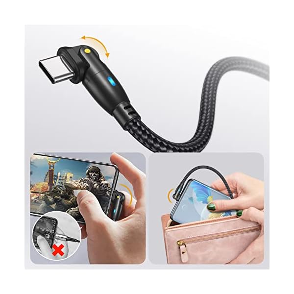 AUFU 5 Stück USB C Kabel 60W 3.1A USB Typ C Ladekabel Schnellladung 180° Rotation für Samsung Galaxy S22 Ultra S21 S20… – Bild 6