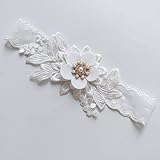 Elegante, vintage, romántico Brillabenny Diadema elástica para el pelo con flores y lazos, con corona de encaje para niña, para nacimiento, fiesta bautizo, cumpleaños, regalo para el pelo, blanco 4,