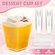 Aurinovellia 40 Stück Desserttasse mit 40 Stück Löffeln, Wiederverwendbar Plastik Dessertschalen, 5OZ /160ML Klare Desserttasse, Trapezförmig Desert Becher, für Party Picknick Mousse Pudding Eiscreme