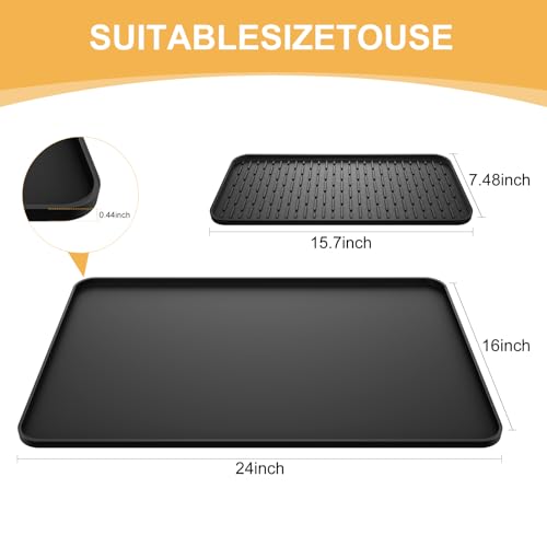 Silicone Coffee Mat, 24''x16'' Bar Mat with Detachable Dish Drying Mat - Fits Under Coffee Maker & Dish Rack - Image 5