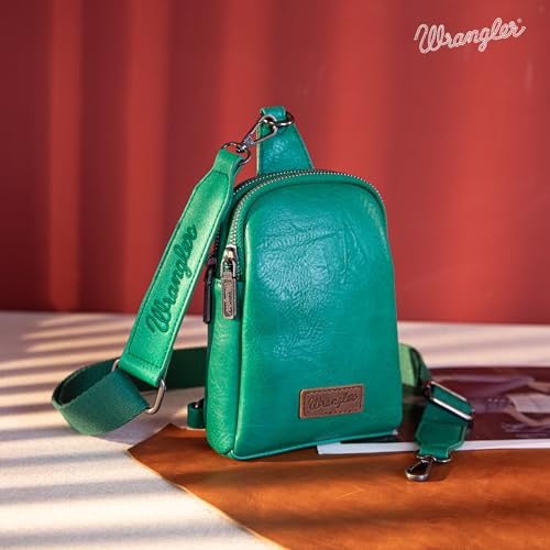 Image of Wrangler Small Sling Bag for Women, Leather Crossbody Bags Cross Body Purse Fanny Packs with Adjustable Strap for Gift