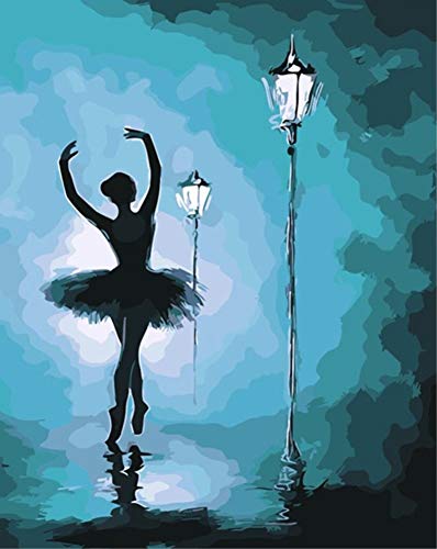 ABEUTY DIY Paint by Numbers for Adults Beginner - Ballerina & Street Light 16x20 inches Number Painting (No Frame)